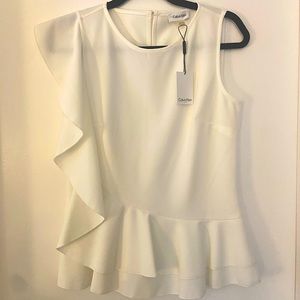 NEW with tags, Calvin Klein, ruffled peplum top